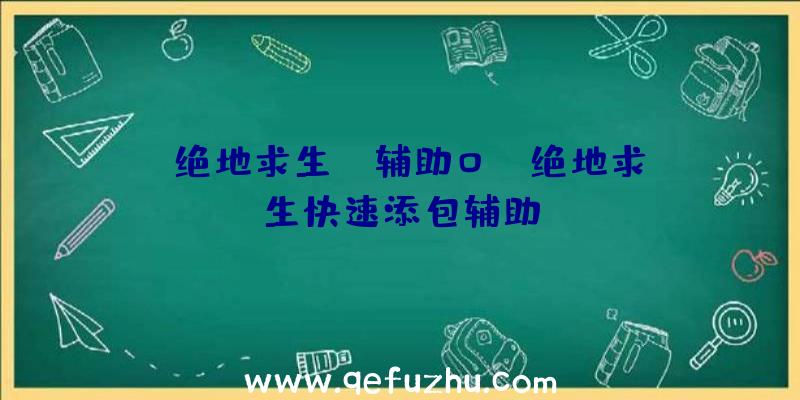 「绝地求生jd辅助0」|绝地求生快速添包辅助